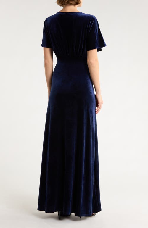 Love By Design Paige Velvet Maxi Dress In Blue