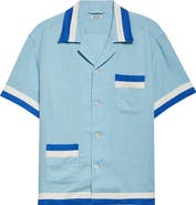 Bode Seedling Stripe Linen Camp Shirt