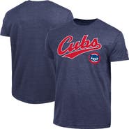 Champion Men's Champion Navy Chicago Cubs Cooperstown Wordmark Lockup Tri-Blend T-Shirt