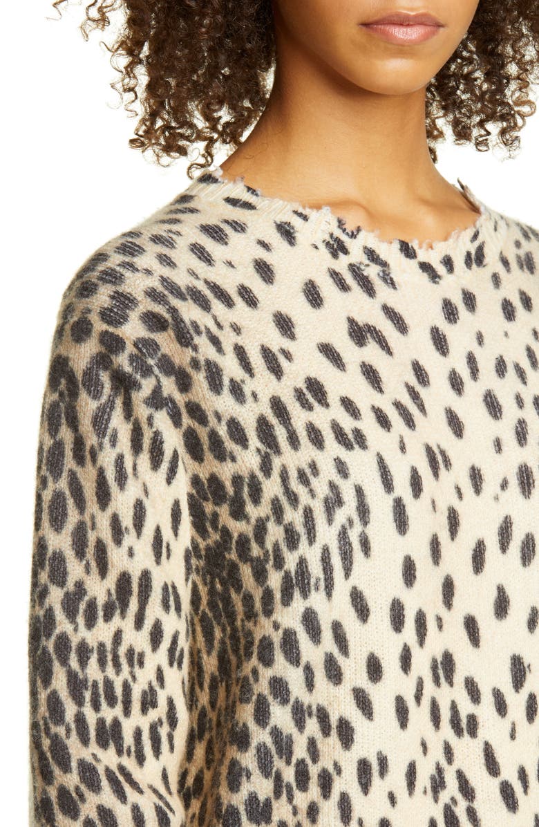 R13 Cheetah Print Distressed Cashmere Sweater, Alternate, color, 