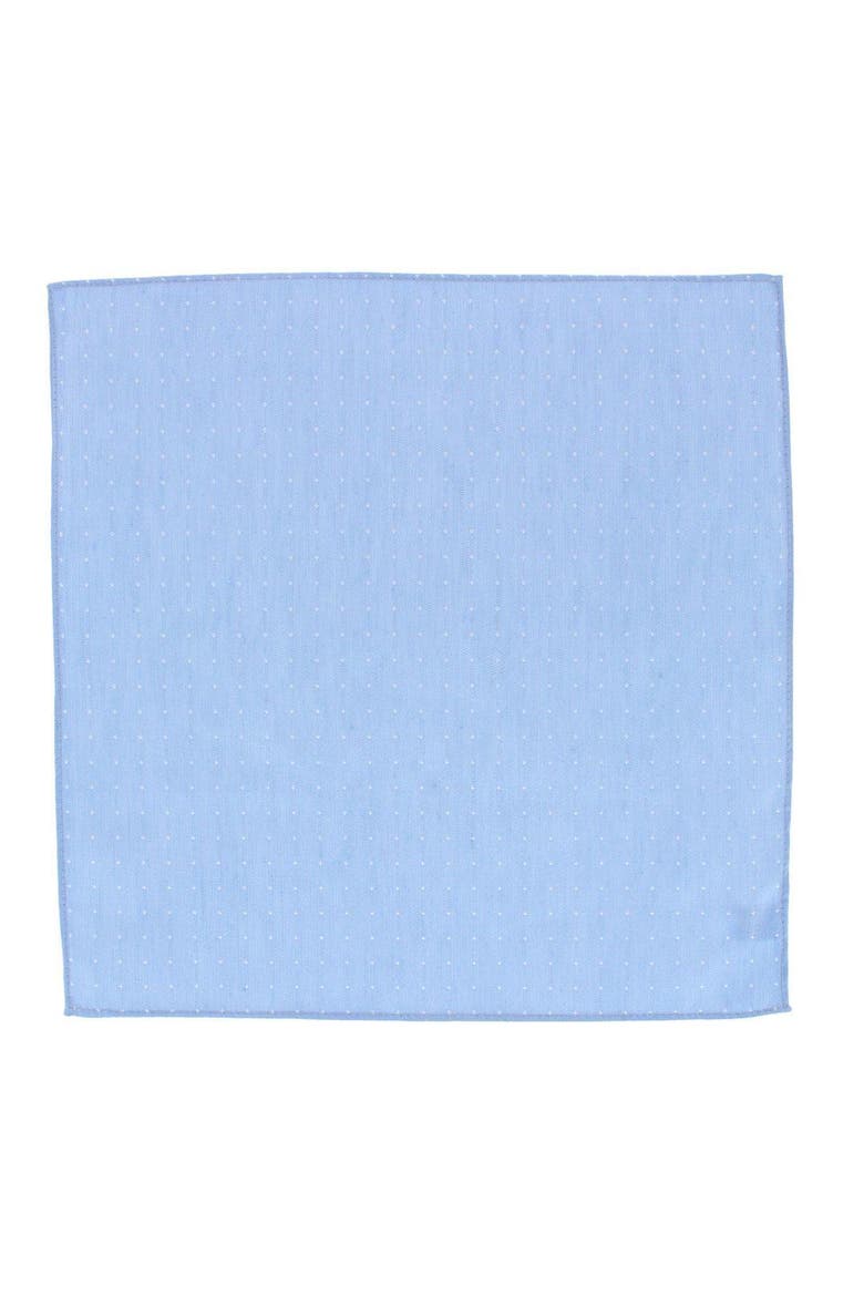 Churchill Chambray 12-inch Polka Dot Linen Blend Pocket Square, Alternate, color, Light Blue with Polka Dots