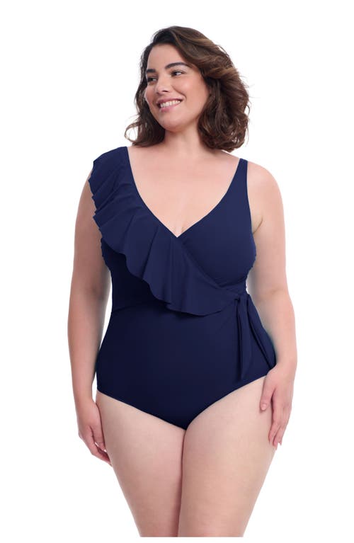 PROFILE BY GOTTEX PROFILE BY GOTTEX TUTTI FRUTTI PLUS SIZE RUFFLE SURPLICE ONE PIECE
