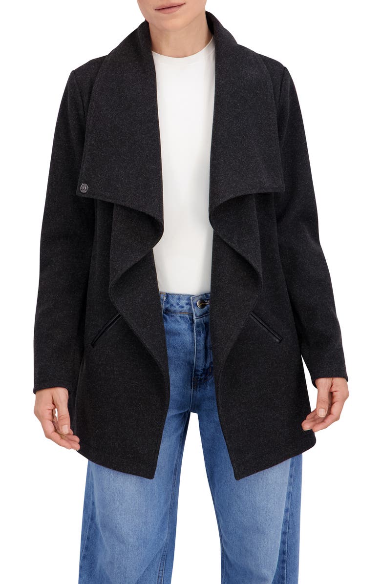 Ookie & Lala Drape Collar Open Front Jacket, Alternate, color, Dark Charcoal