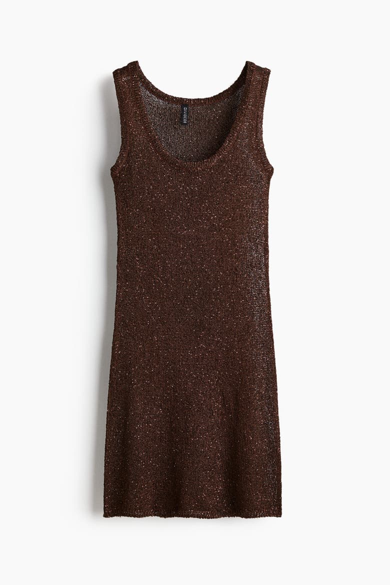 Knitted Sleeveless Dress, Main, color, Brown