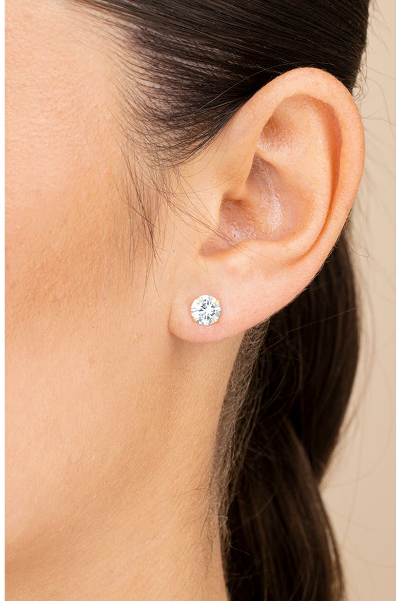 Cubic Zirconia Stud Earrings, Alternate, color, GOLD