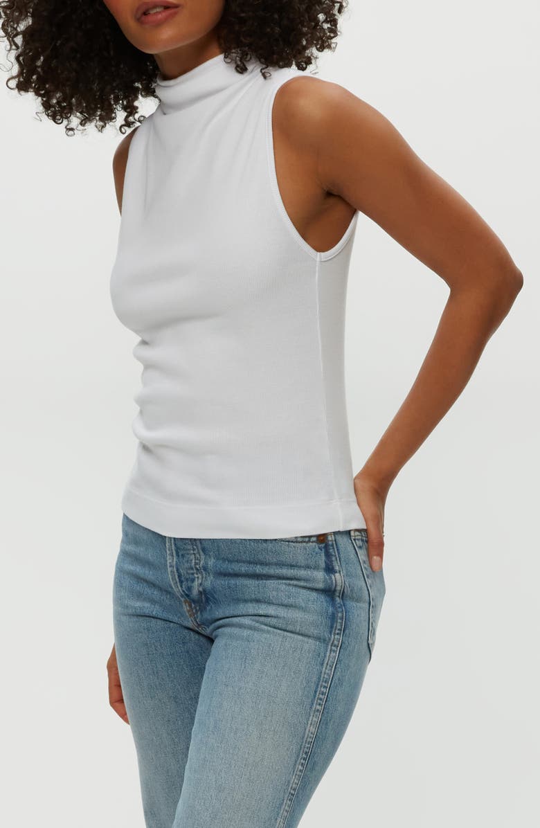 Michael Stars Chiara Mock Neck Rib Tank, Alternate, color, White