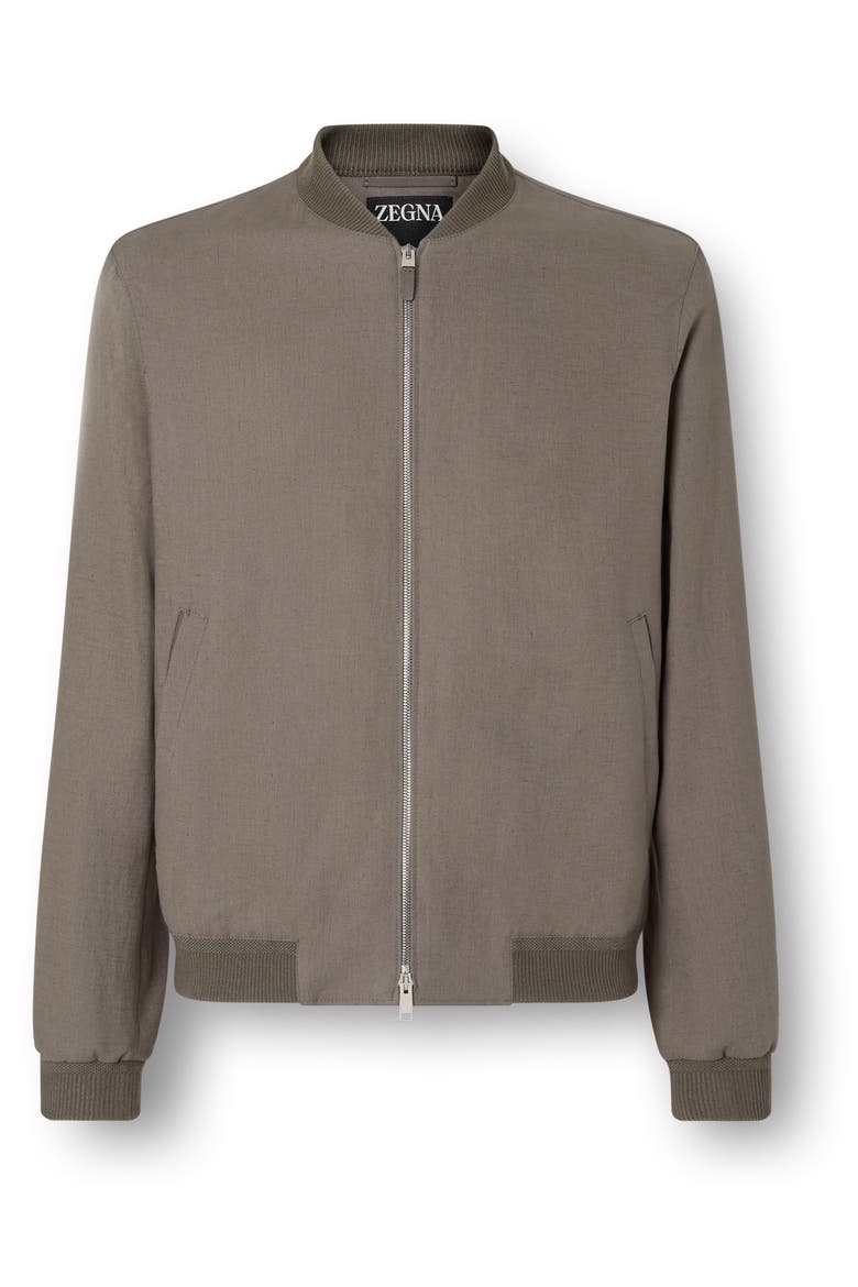 Oasi Lino Bomber Jacket, Alternate, color, DARK TAUPE