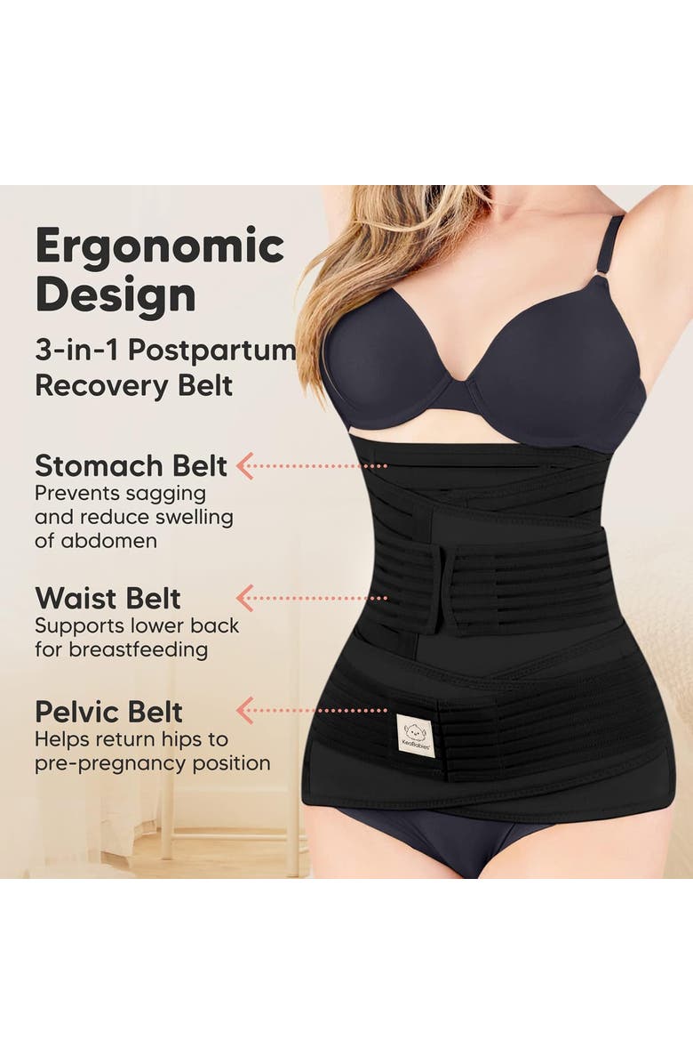 KeaBabies Revive 3-in-1 Postpartum Recovery Support Belt, Alternate, color, Midnight Black