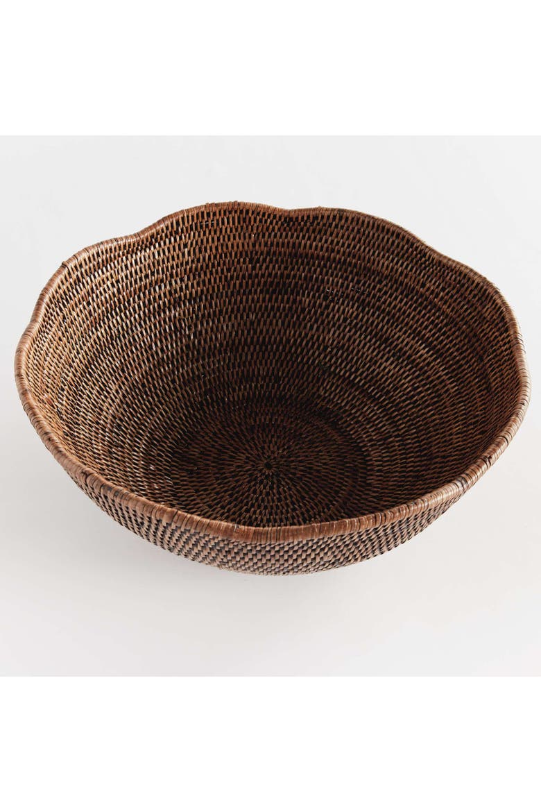Burma Rattan Scalloped Edge Bowl Large, Alternate, color, Brown