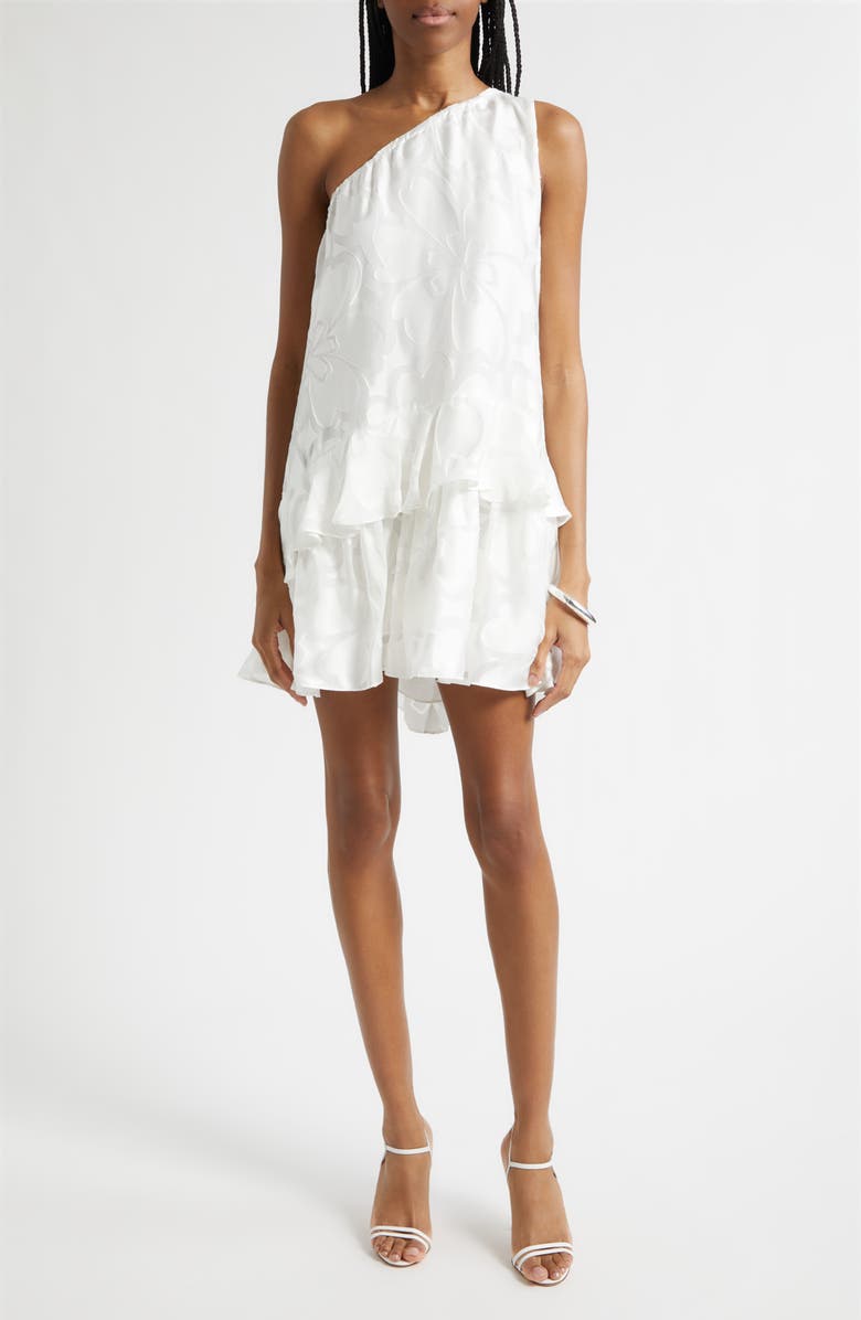 Ramy Brook Solene One-Shoulder Minidress, Main, color, Ivory Burnout