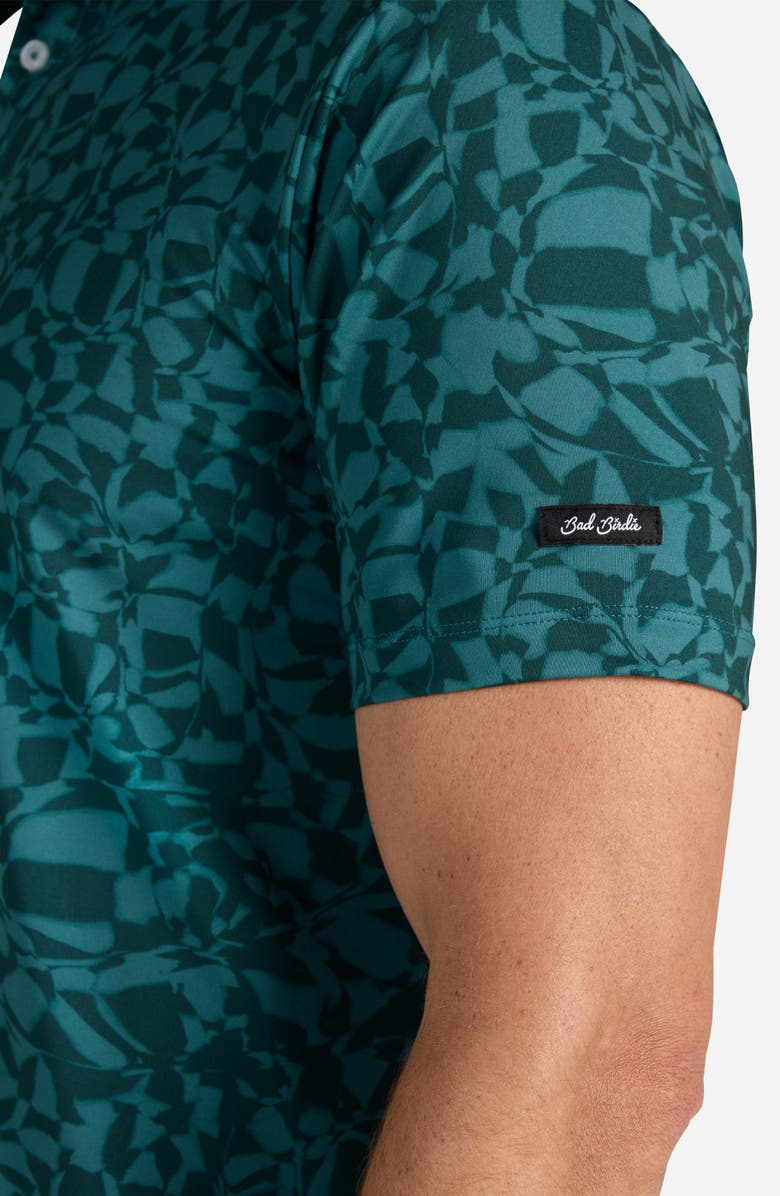 Bad Birdie Chippd Grooves Abstract Print Performance Golf Polo, Alternate, color, Chipped Grooves - Pine
