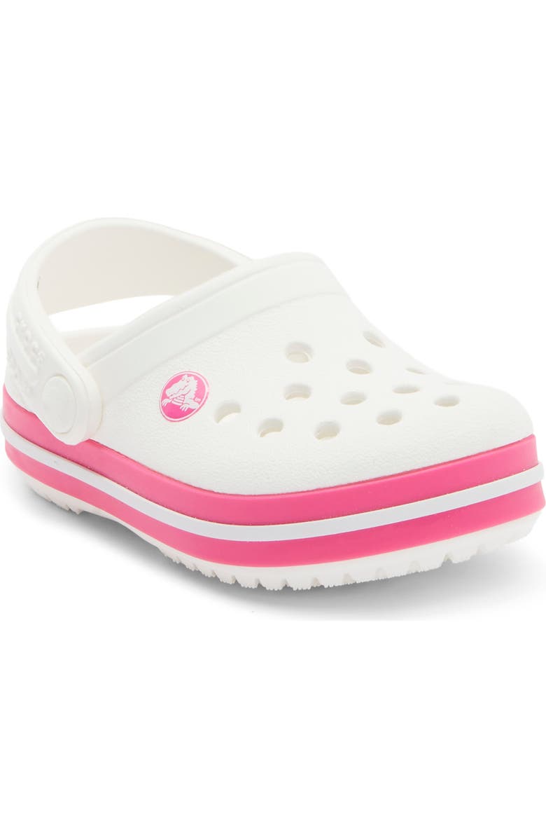 CROCS Kids' CrocBand Clog, Main, color, White/ Pink Crush
