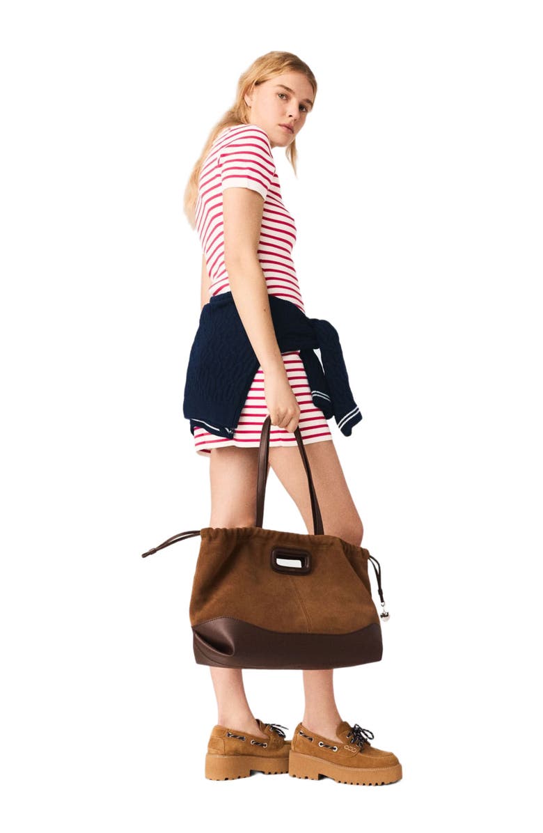 maje Striped polo dress, Alternate, color, Red