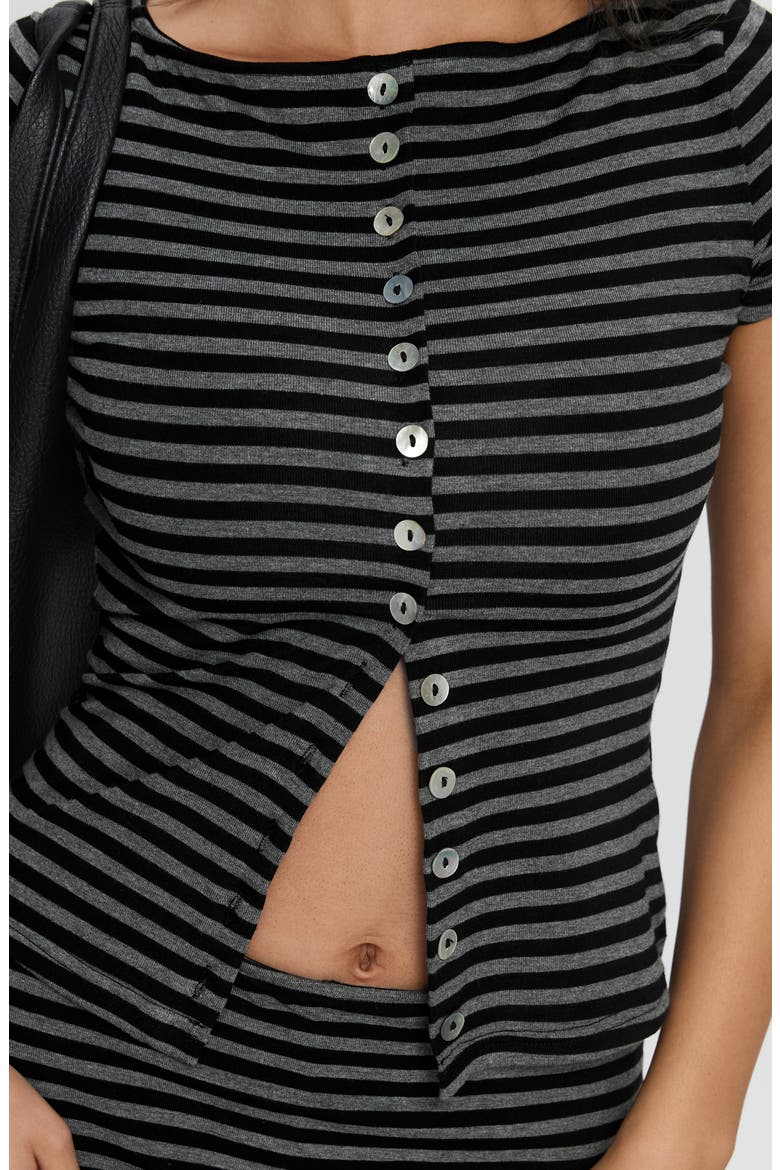 Angellina Stripe Jersey Button-Up Top, Alternate, color, STRIPE