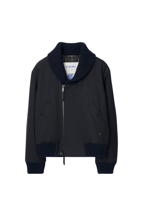 Burberry Wool Blend Bomber Jacket In Black