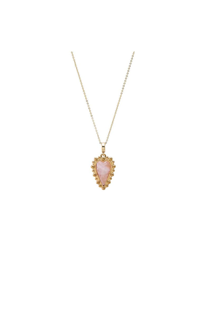 Natural Stone Elongated Heart Beaded Necklace, Main, color, Rose Quartz