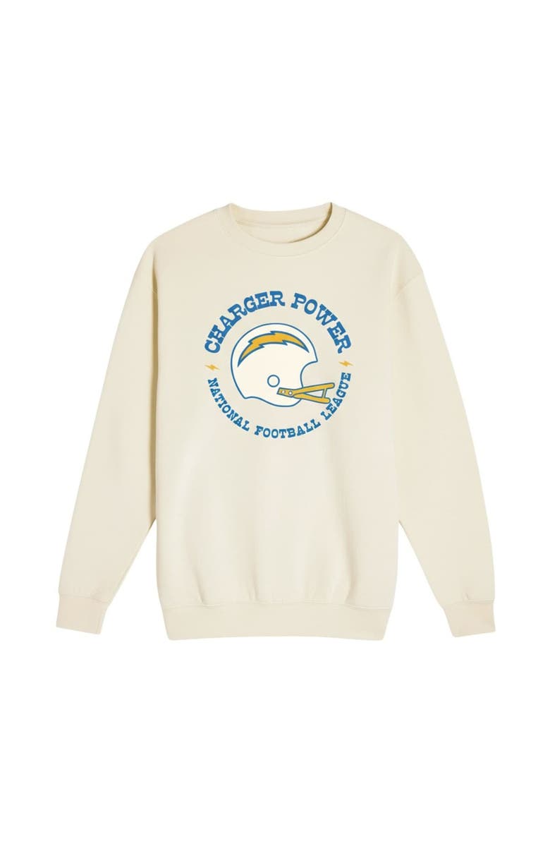 THE WILD COLLECTIVE Unisex The Wild Collective Cream Los Angeles Chargers Charger Power Fleece Sweatshirt, Main, color, Cream