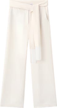 MANGO Belted Straight Leg Pants