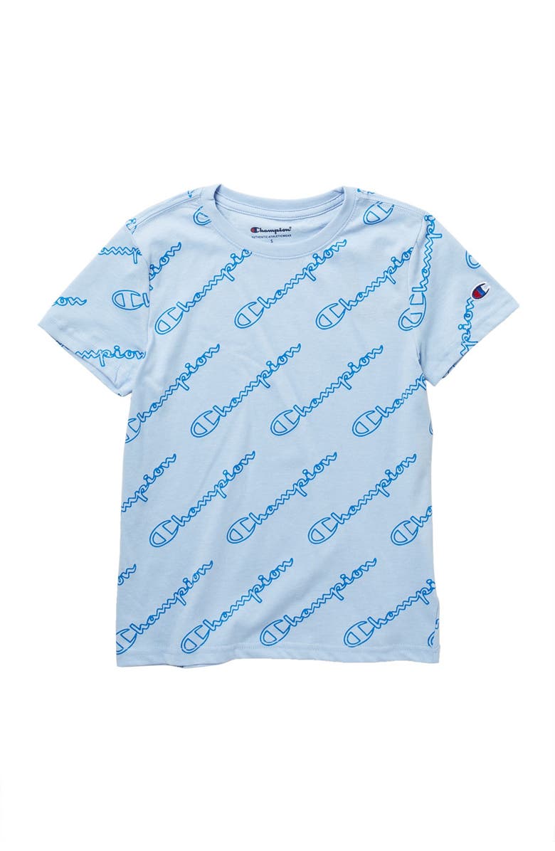 Champion Diagonal Logo Script Short Sleeve T-Shirt, Main, color, 