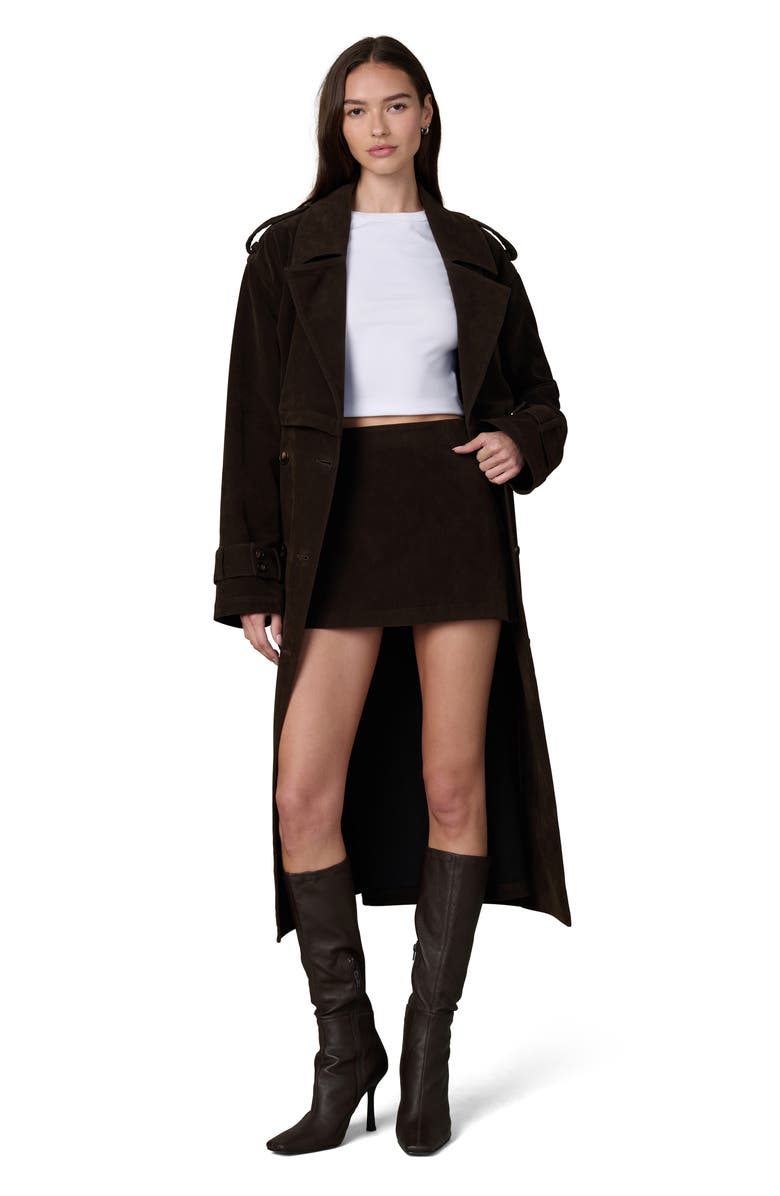 Joe's Faux Suede Miniskirt, Alternate, color, Dark Chocolate