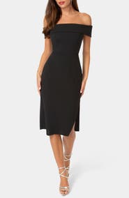 bebe Off the Shoulder Midi Dress