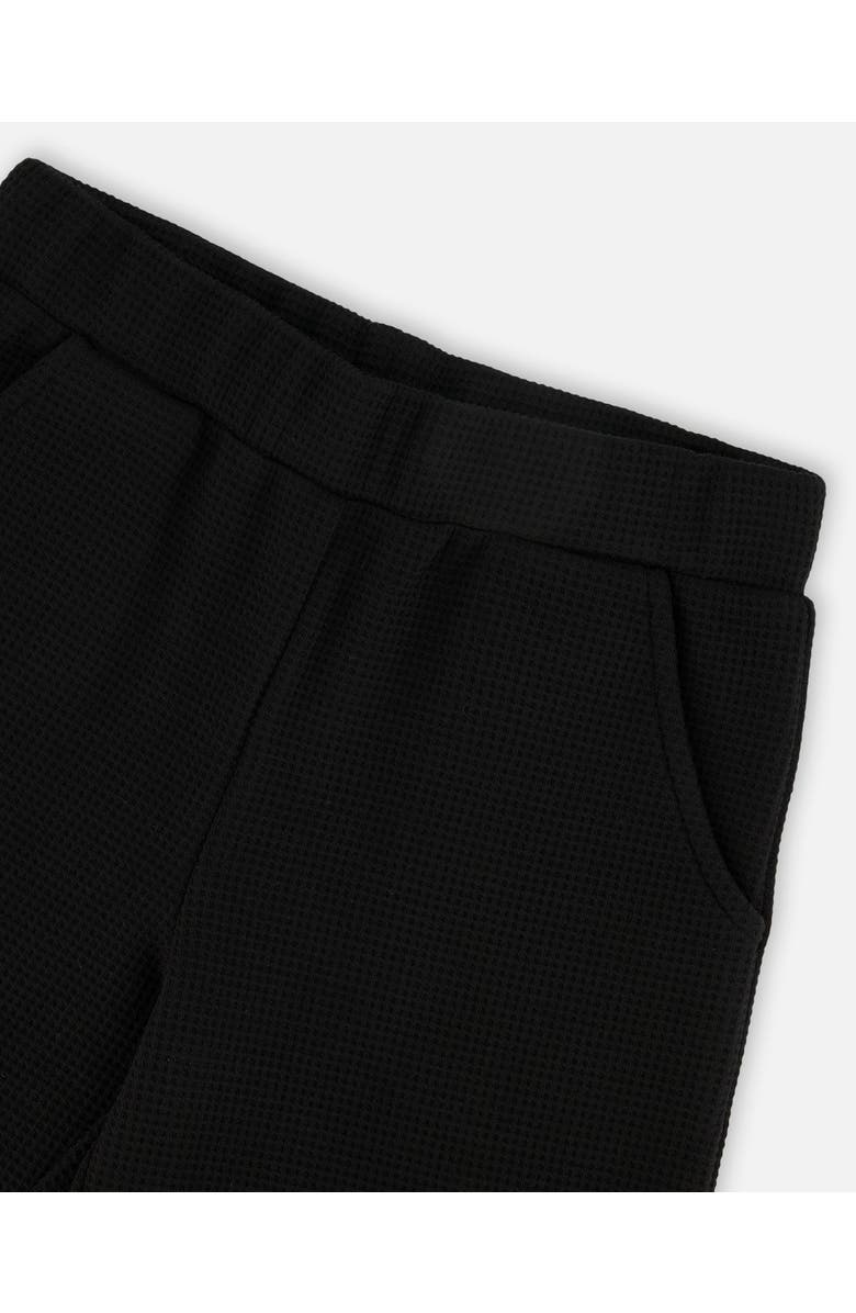 Deux par Deux Waffle Flare Leg Pants, Alternate, color, Black