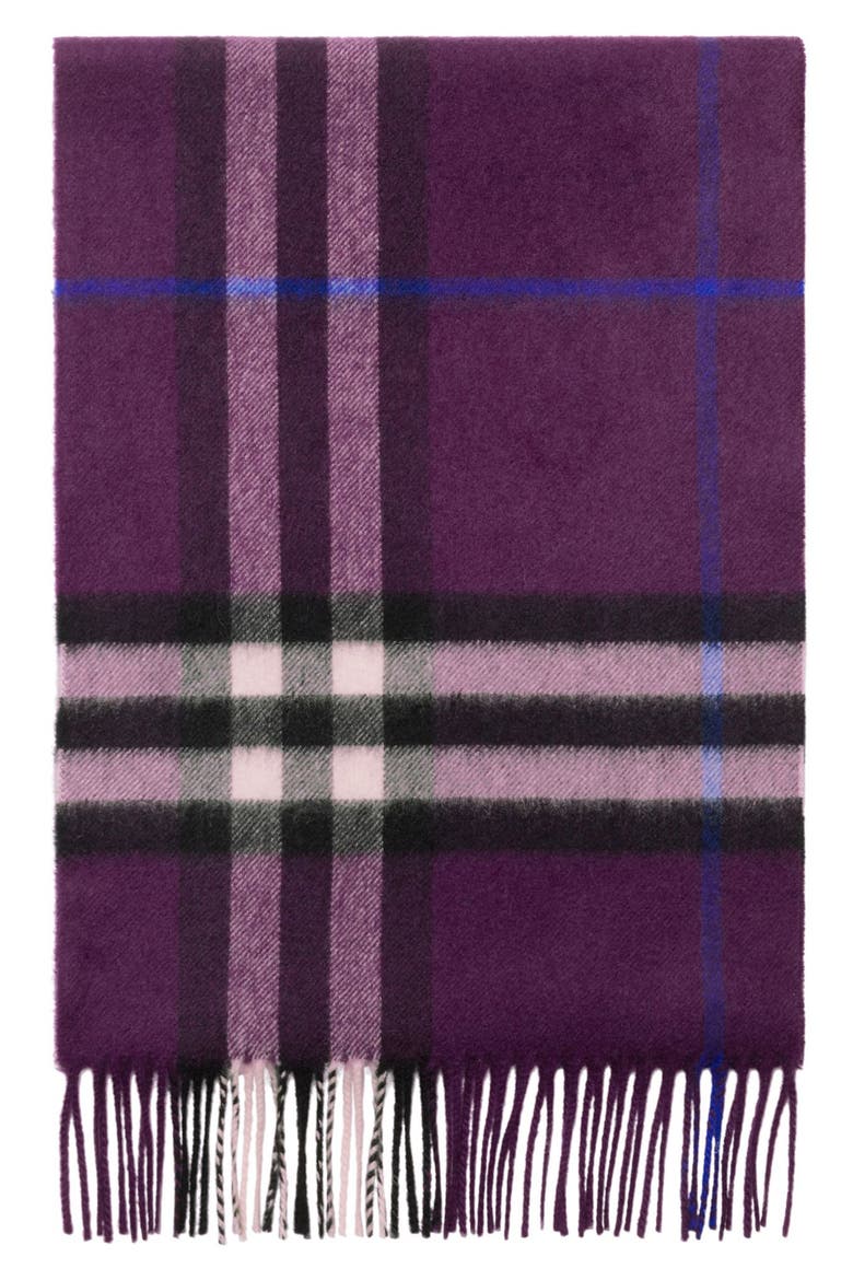 Giant Check Cashmere Scarf, Alternate, color, PANSY PURPLE