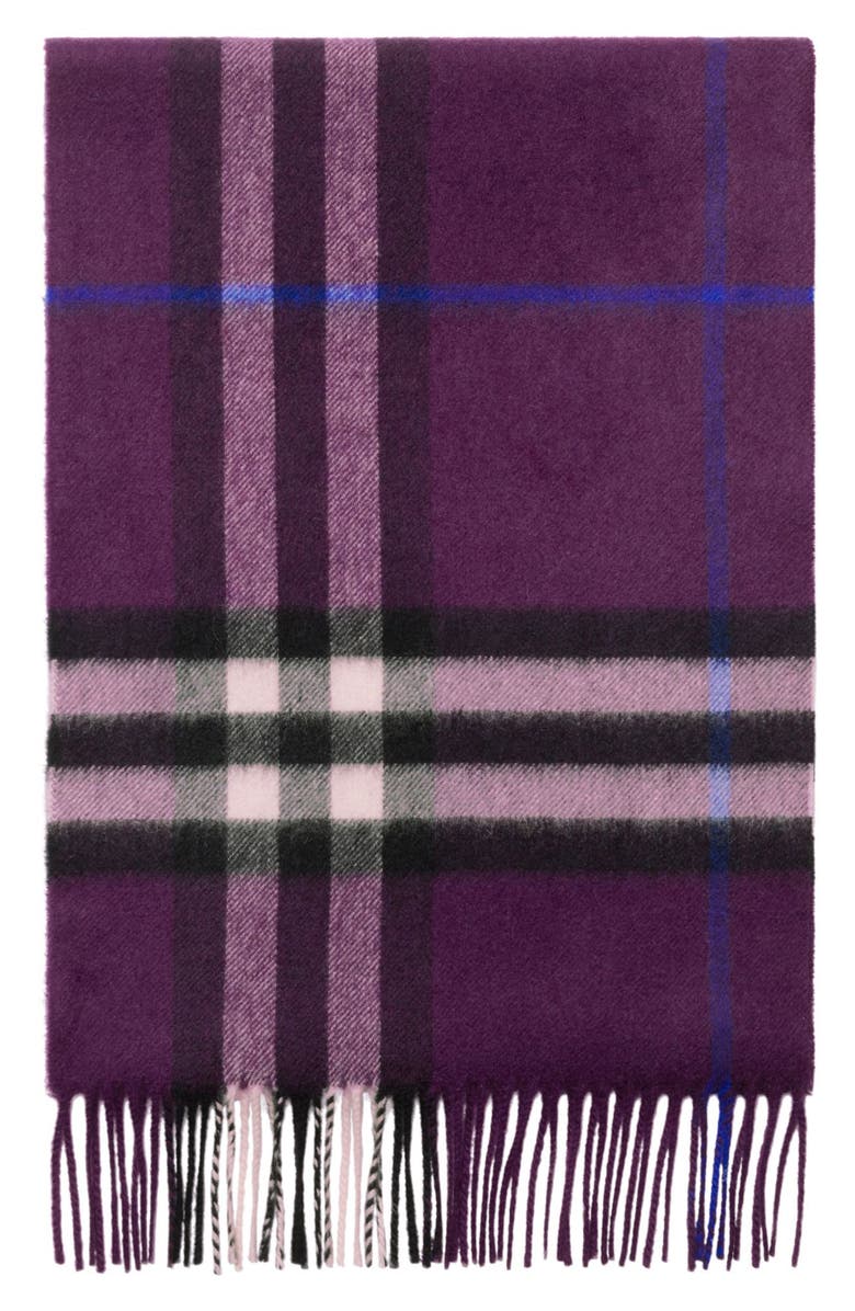 Burberry Giant Check Cashmere Scarf, Alternate, color, Pansy Purple