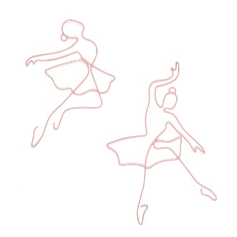 Ballerina Baby 2-Piece Ballet Dancers Wire Wall Decor