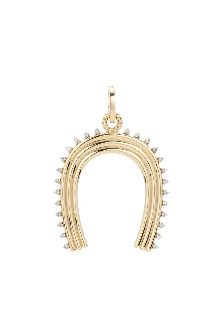 Extra Large Groovy Diamond Horseshoe Charm, Main, color, 14K YELLOW GOLD