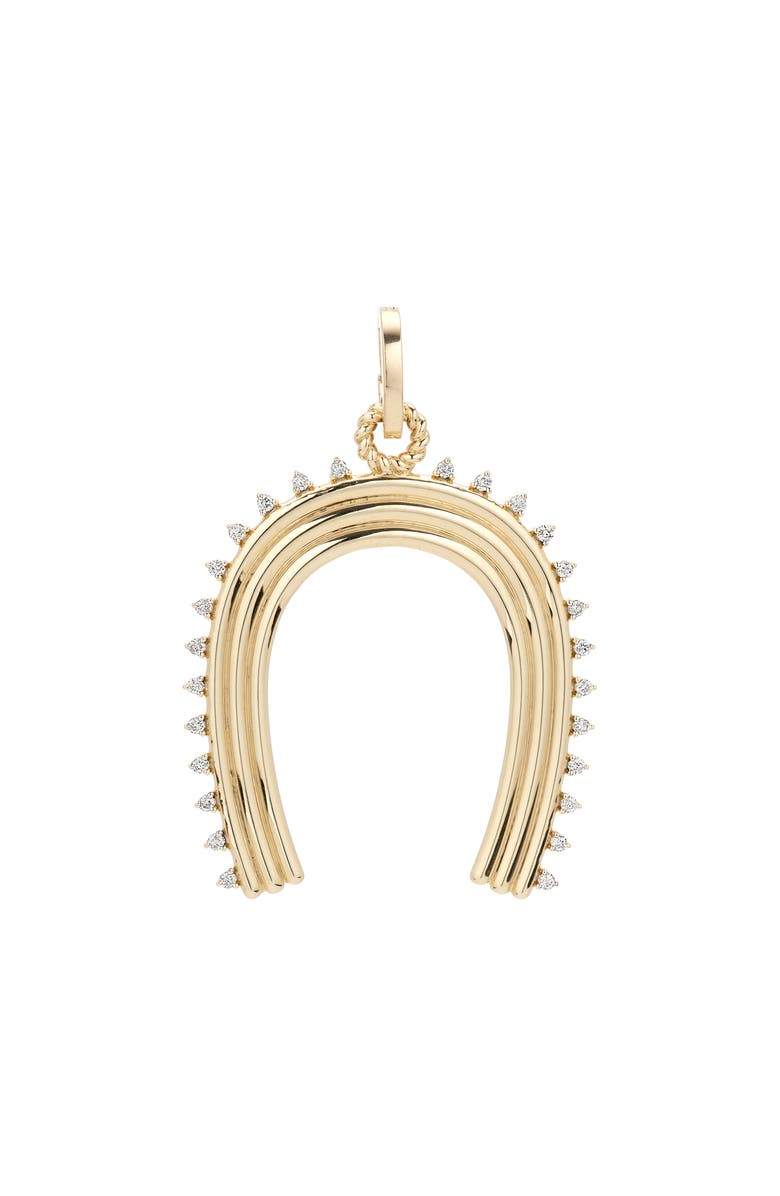 Adina Reyter Extra Large Groovy Diamond Horseshoe Charm, Main, color, 14K Yellow Gold