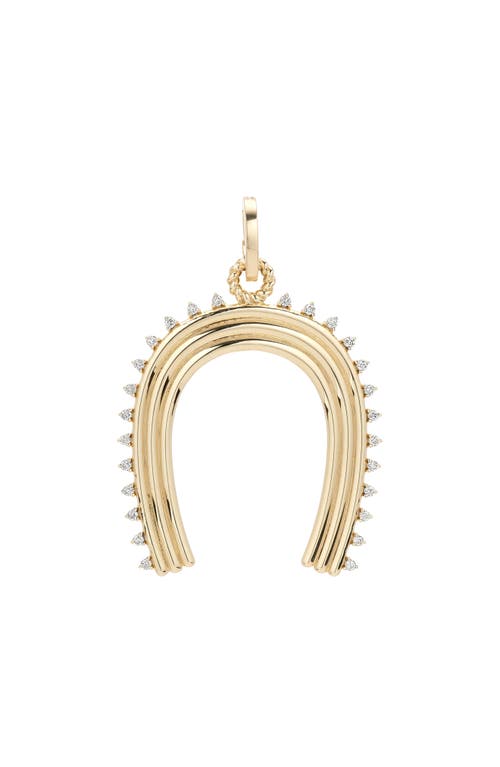 Adina Reyter Extra Large Groovy Diamond Horseshoe Charm In Gold