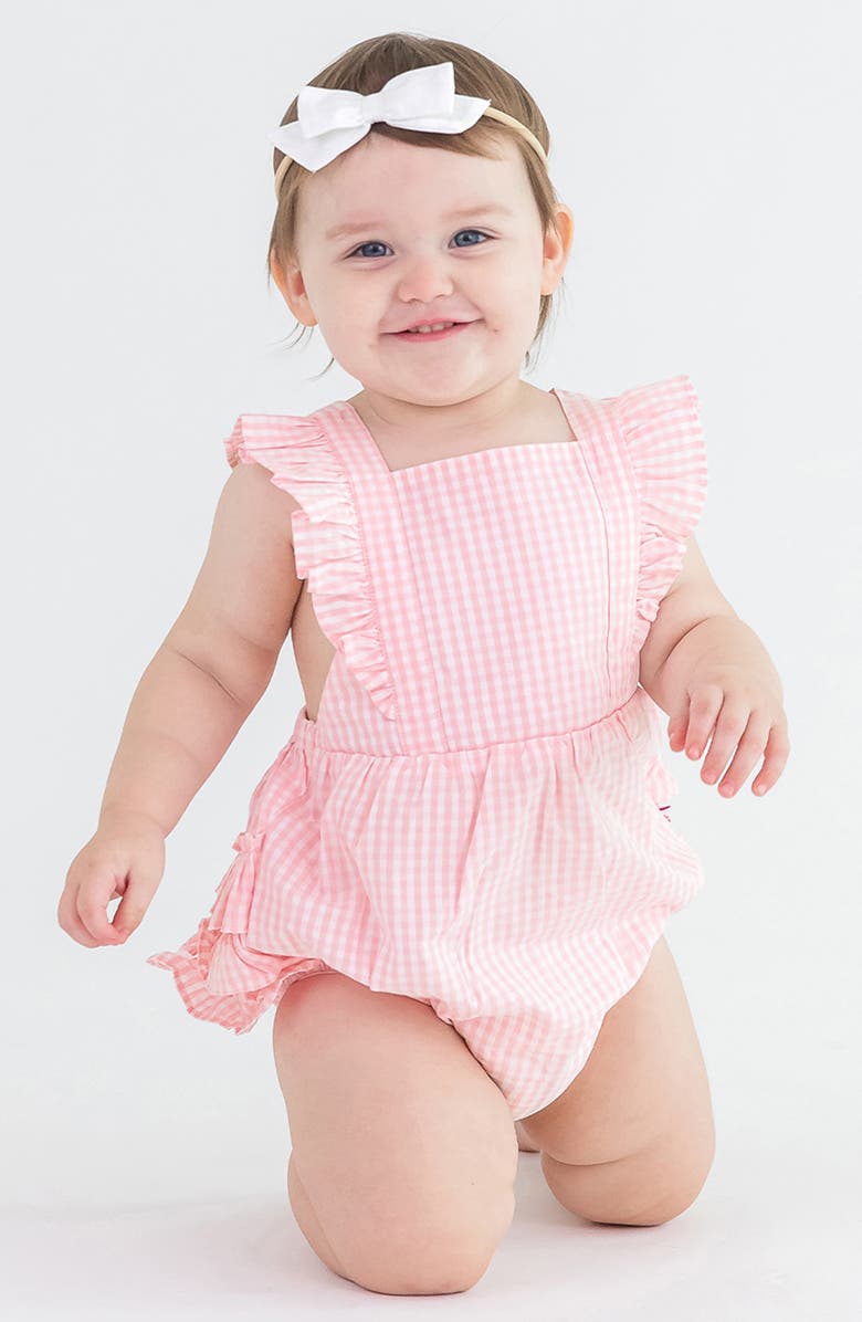 RuffleButts Kids' Pinafore X-Back Romper, Alternate, color,
