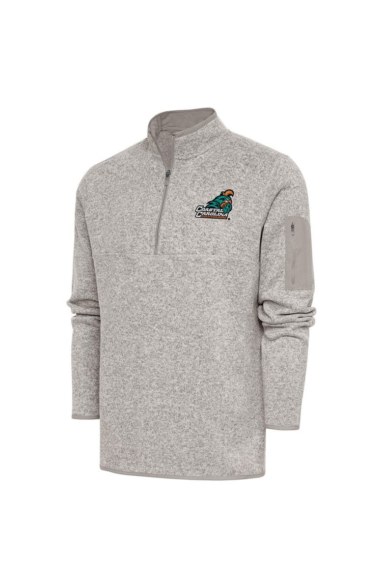 ANTIGUA Men's Antigua Oatmeal Coastal Carolina Chanticleers Fortune Quarter-Zip Pullover Jacket, Main, color, Oatmeal