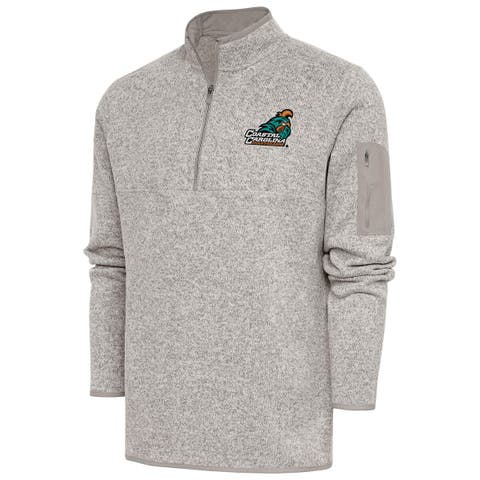 Men's Antigua  Oatmeal Coastal Carolina Chanticleers Fortune Quarter-Zip Pullover Jacket