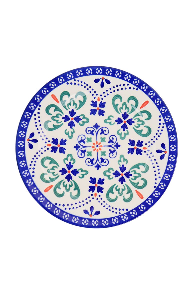 California Designs Tierra Star 12 piece Hand Painted Dinnerware Set, Alternate, color, Blue