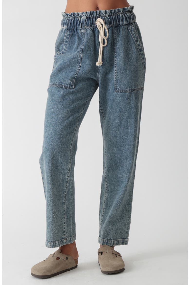 Drawstring Denim Pants, Main, color, MEDIUM DENIM BLUE