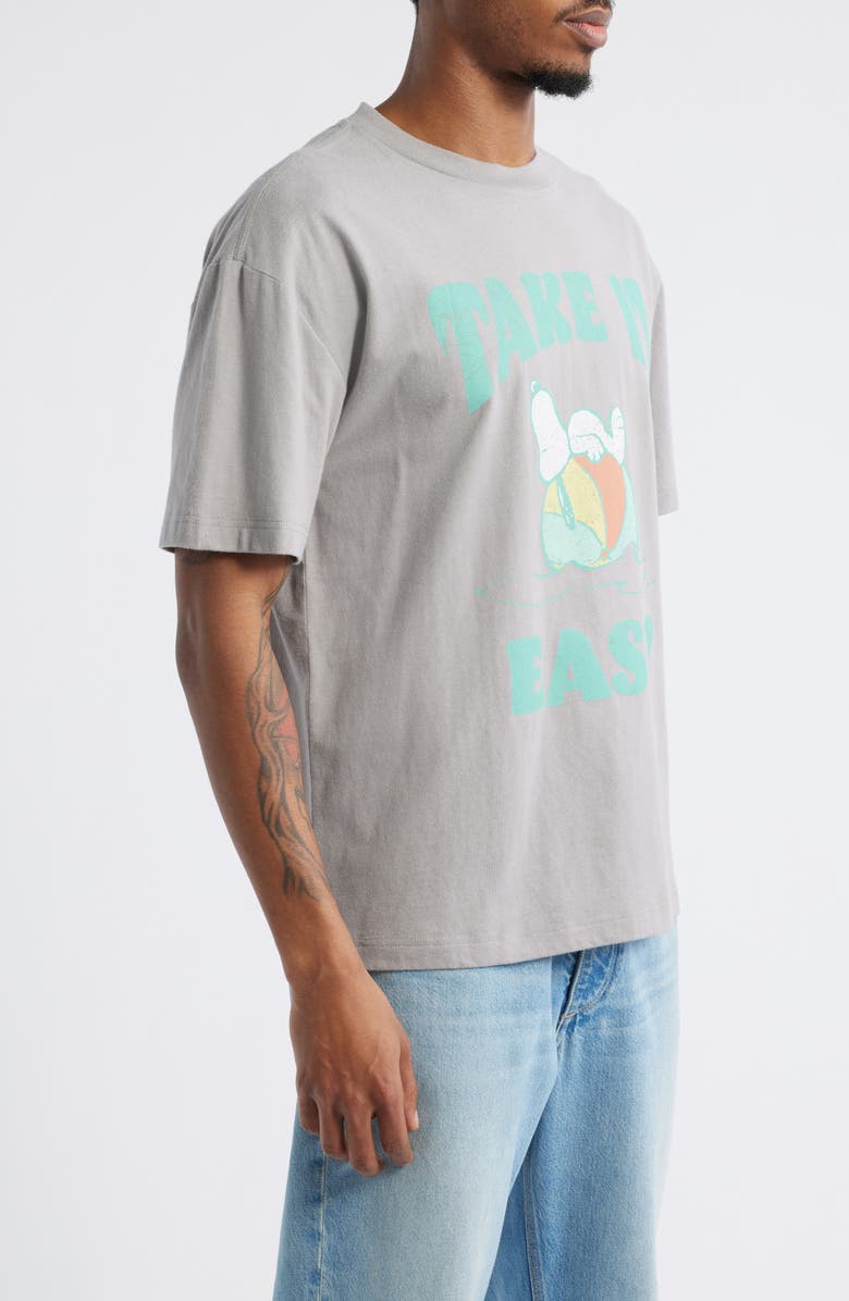 Vinyl Icons Peanuts<sup
®</sup
Snoopy Take It Easy Cotton Graphic T-Shirt, Alternate, color, Grey