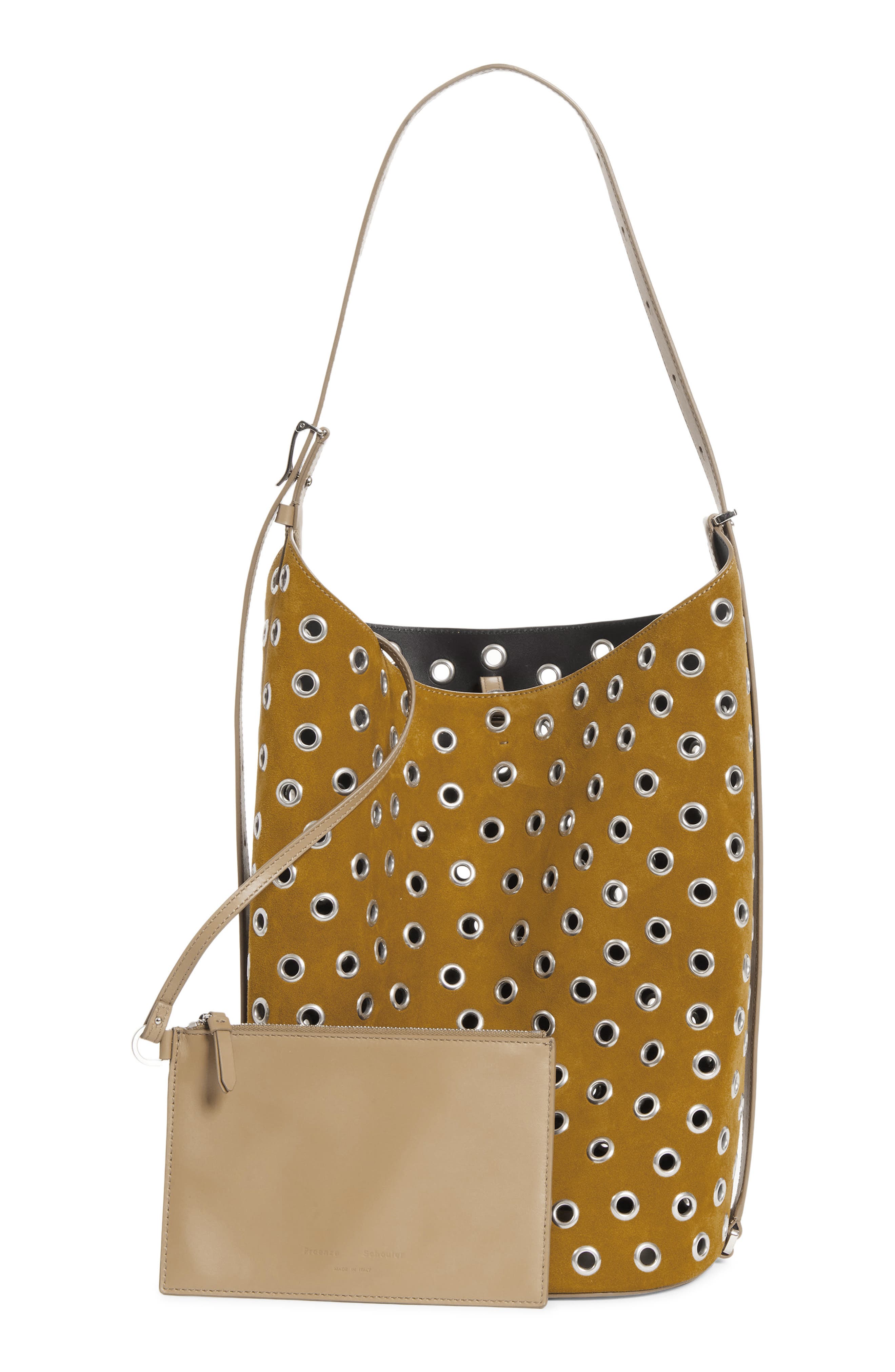 Brant Grommet Leather Bucket Bag, Alternate, color, HAZELNUT