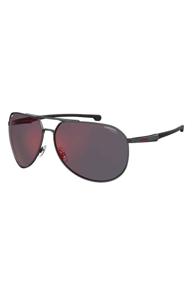 Carrera Eyewear x Ducati Carduc 67mm Oversize Aviator Sunglasses, Alternate, color, Black/ Red Mirror Polar