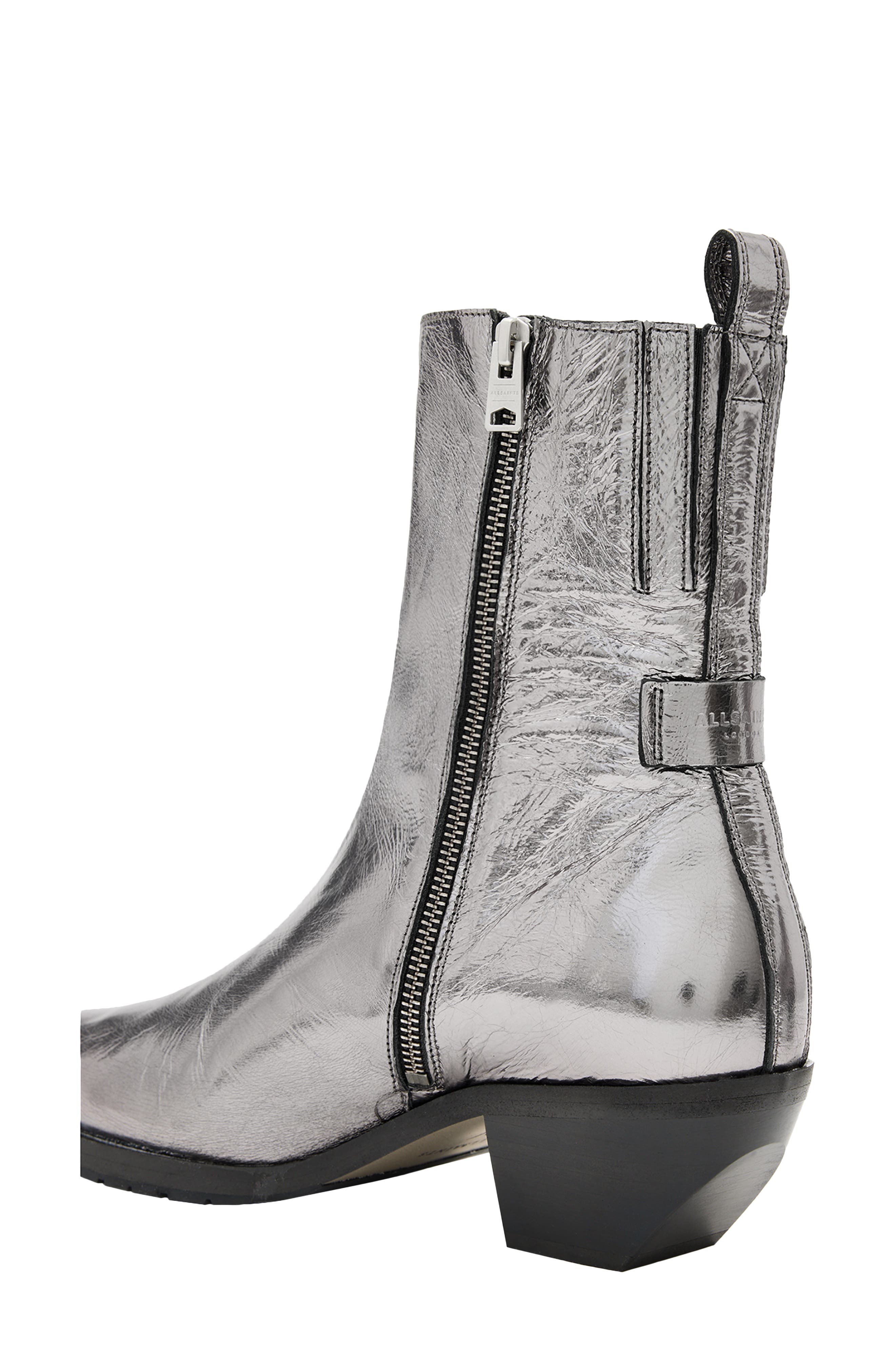 AllSaints Bazely Metallic Bootie, Alternate, color, 