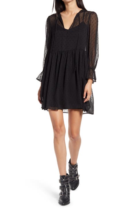 Long Sleeve Swiss Dot Minidress