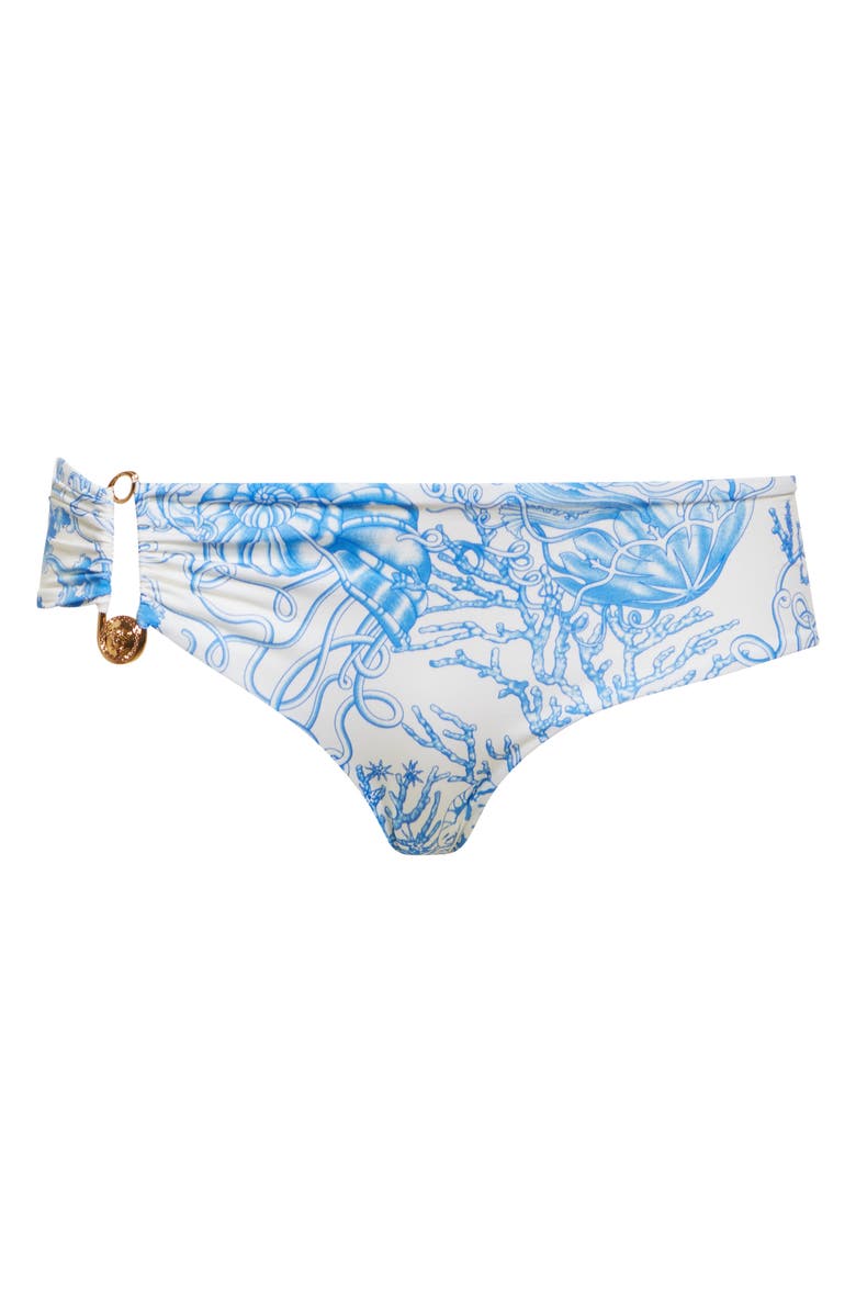 Versace Underwater Barocco Safety Pin Bikini Bottoms, Alternate, color, Eggshell Bright Blue
