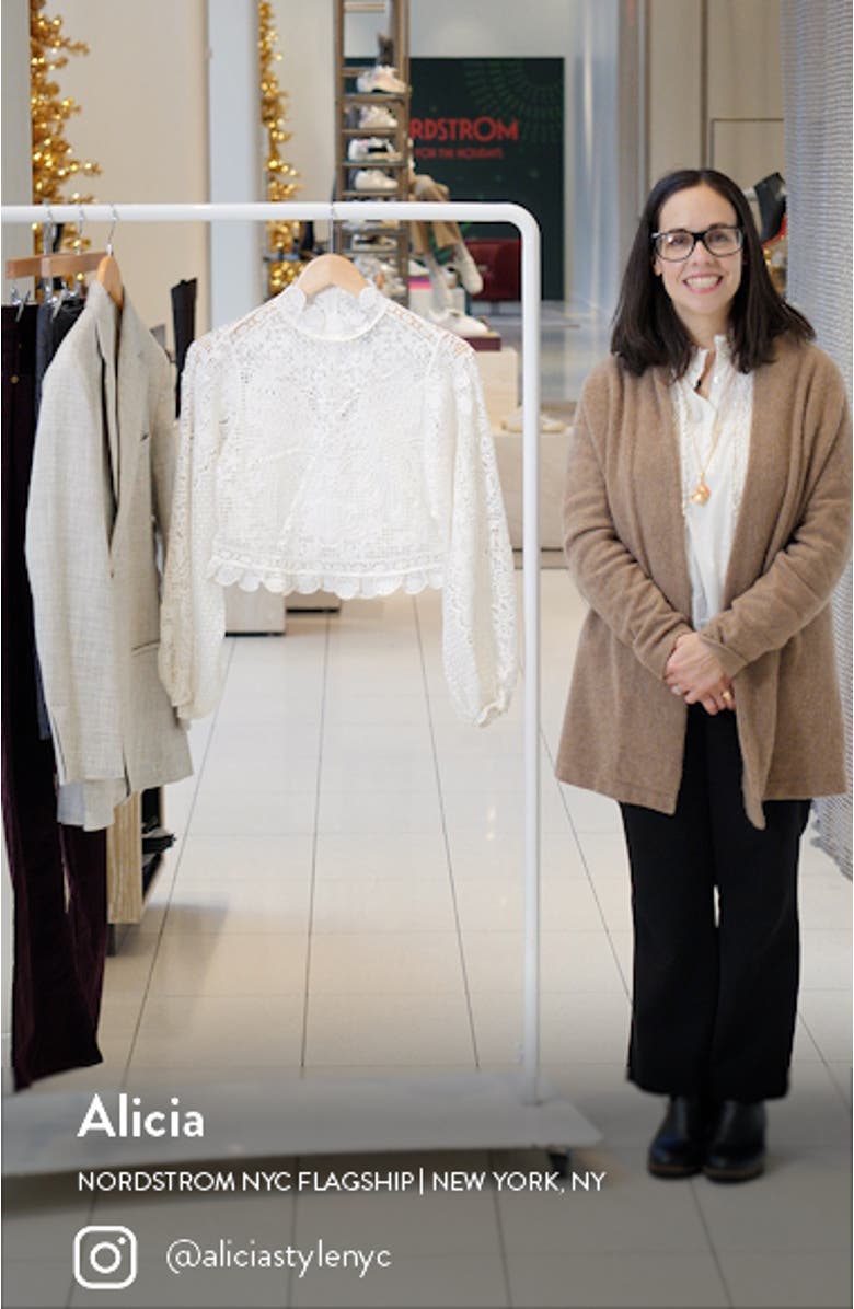 Guipure Long Sleeve Crop Top, sales video thumbnail