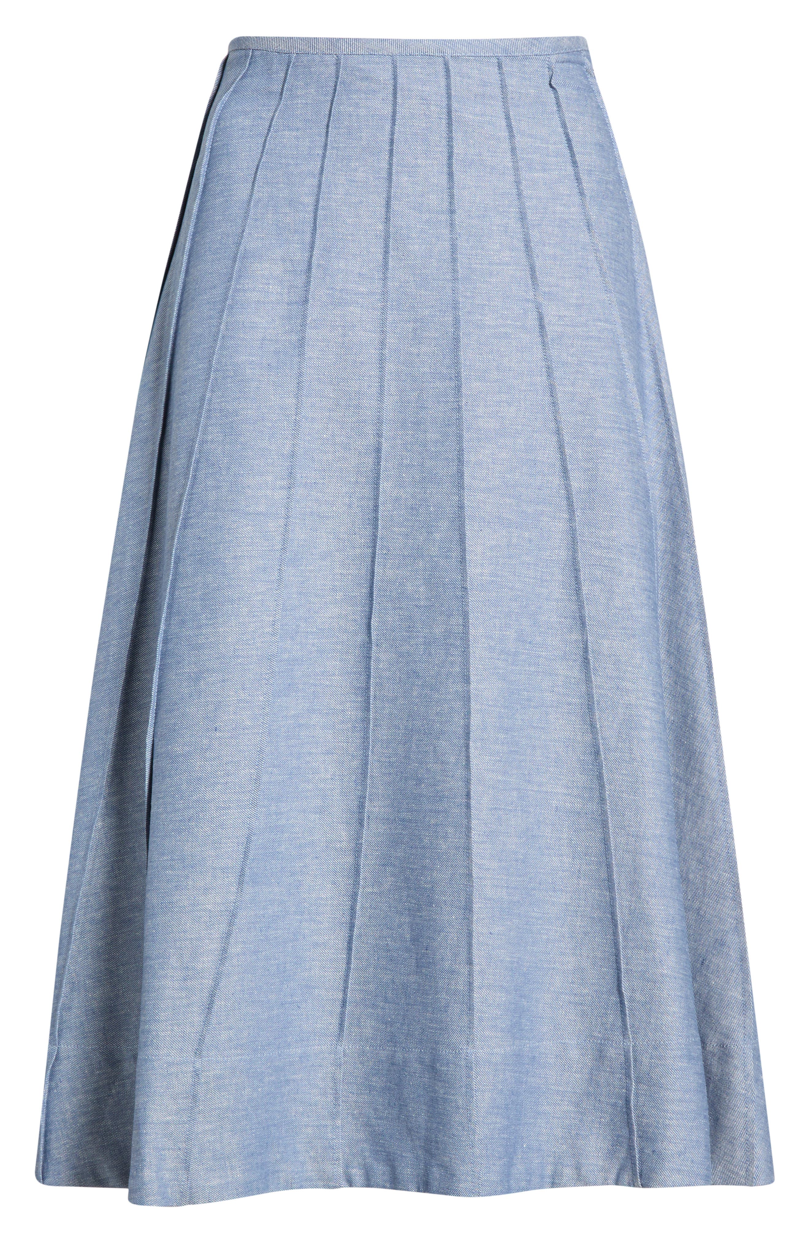 Halogenr Halogen(r) Pintuck Panel Midi Skirt In Blue