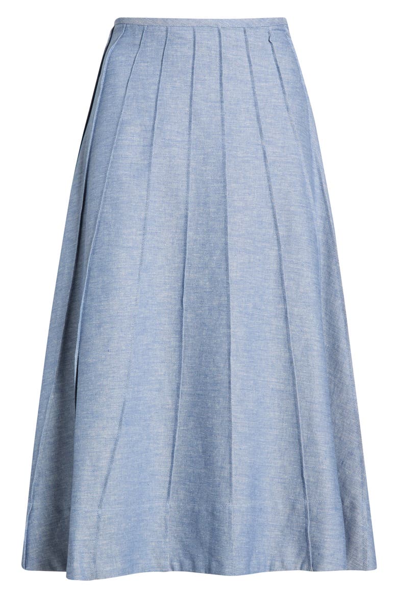 Pintuck Panel Midi Skirt, Alternate, color, MEDIUM CHAMBRAY