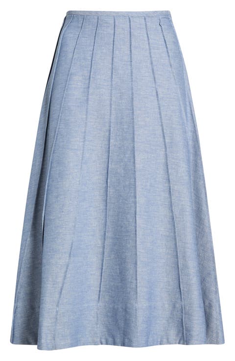 Pintuck Panel Midi Skirt (Petite)