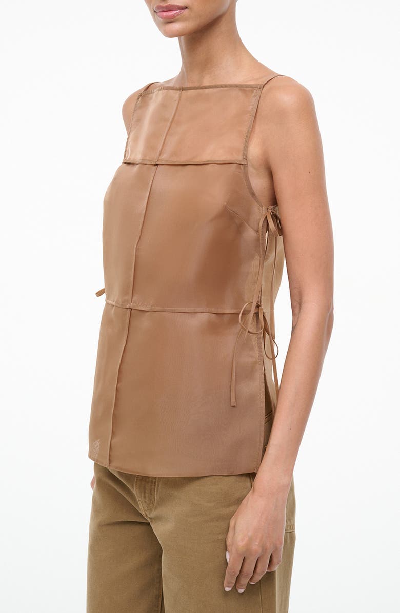 STAUD Chandler Side Tie Sleeveless Chiffon Top, Alternate, color, Walnut