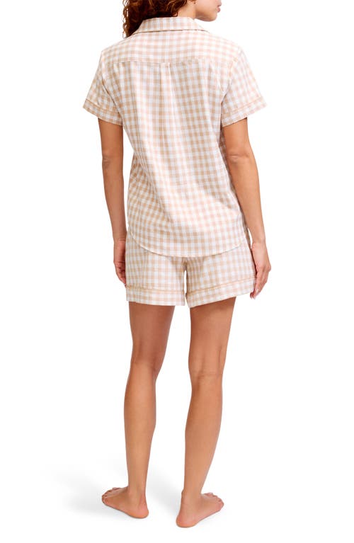 Petite Plume Gingham Cotton Short Pajamas In Neutral