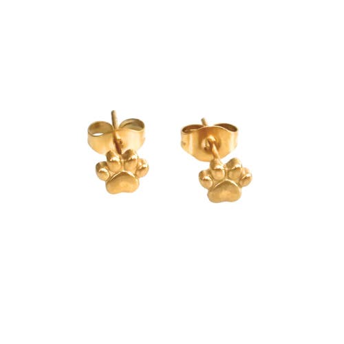 Hollywood Sensation Pawfect Mini Paw Print Stud Earrings In Gold